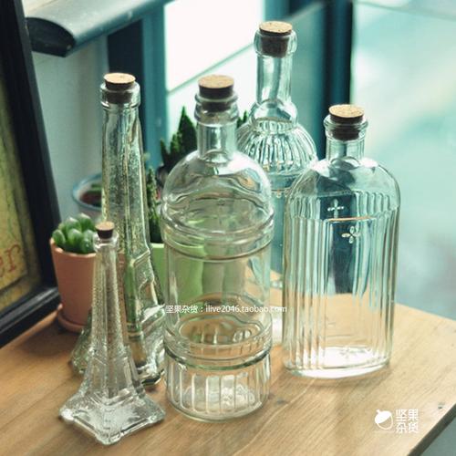zakka软木塞玻璃瓶复古欧式插花瓶许愿瓶水培容器装饰瓶香水瓶