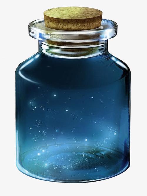 图片 装饰元素 > 【png】 蓝色清新星空玻璃瓶装饰图案